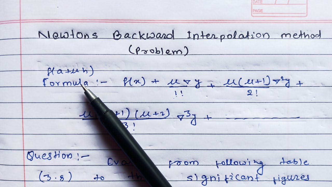 Newton backward interpolation method