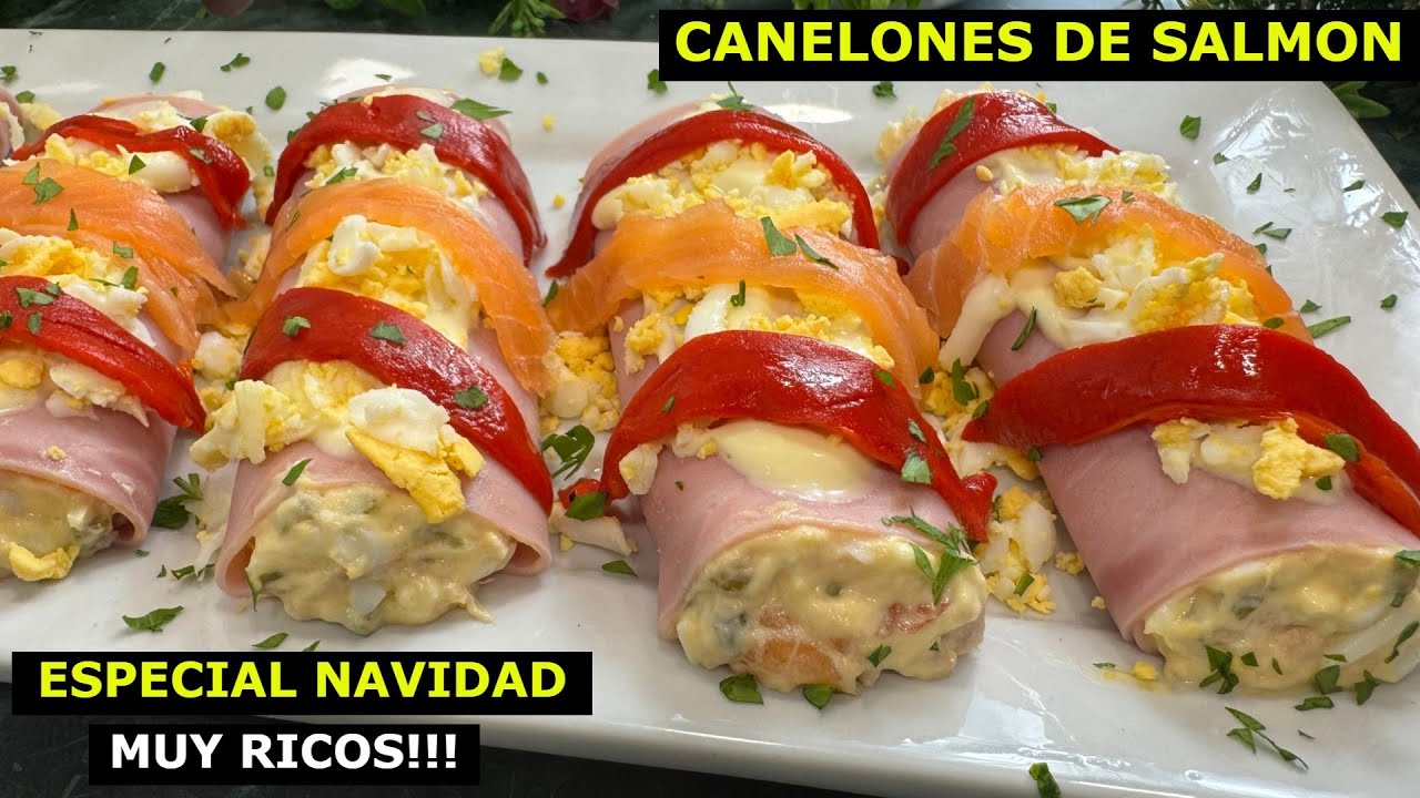Canelones Rellenos de Salmon | Receta rápida y fácil 😍 Especial Navidad 😋🎄