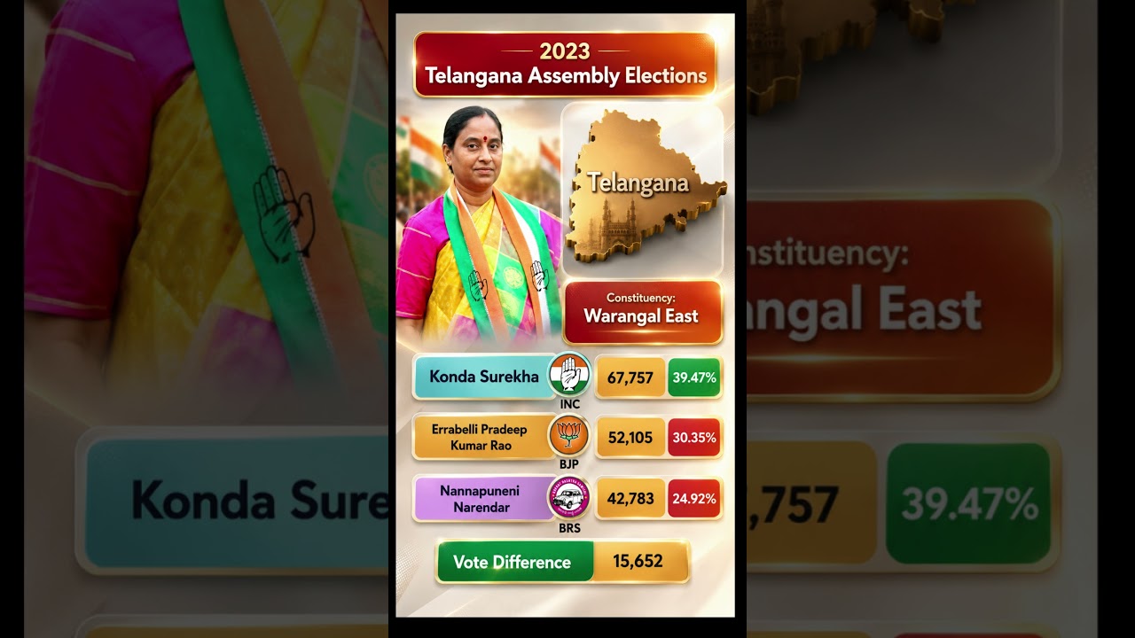 Konda Surekha Triumphs in Warangal East! 🔥 Congress Defeats BJP & BRS | Telangana 2023