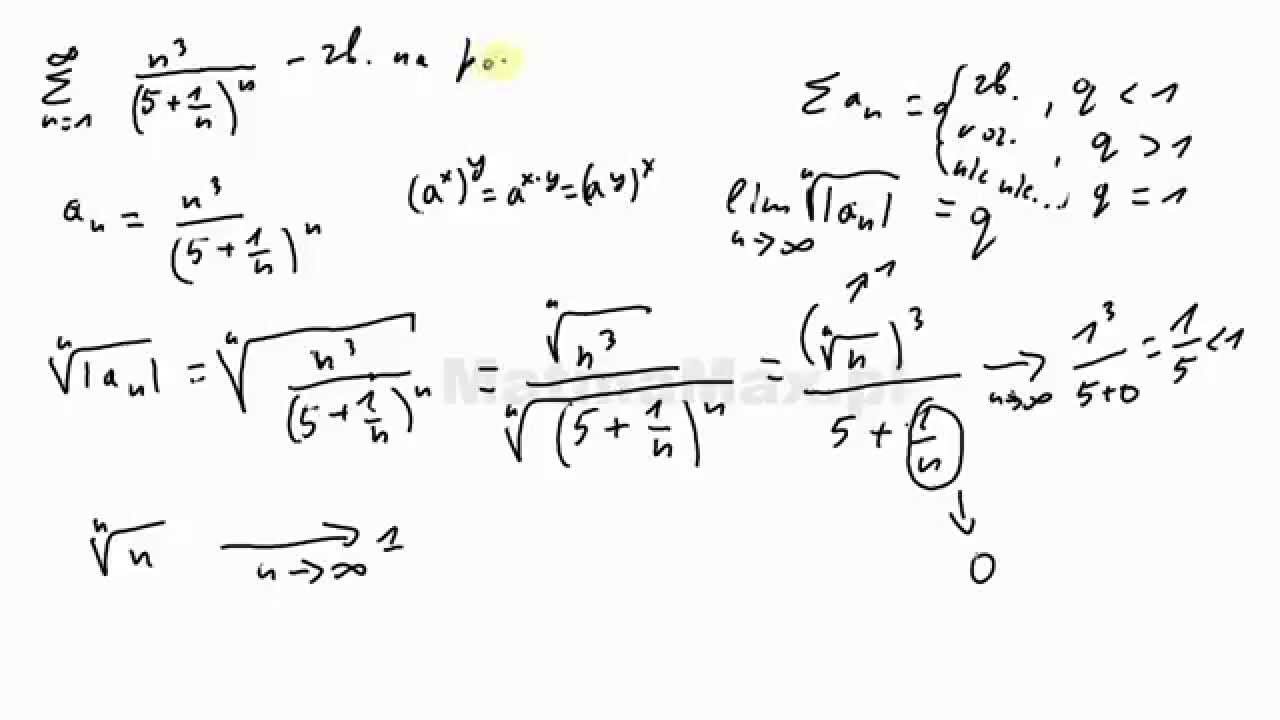 Zbadać zbieżność szeregu (kryterium Cauchy'ego)
