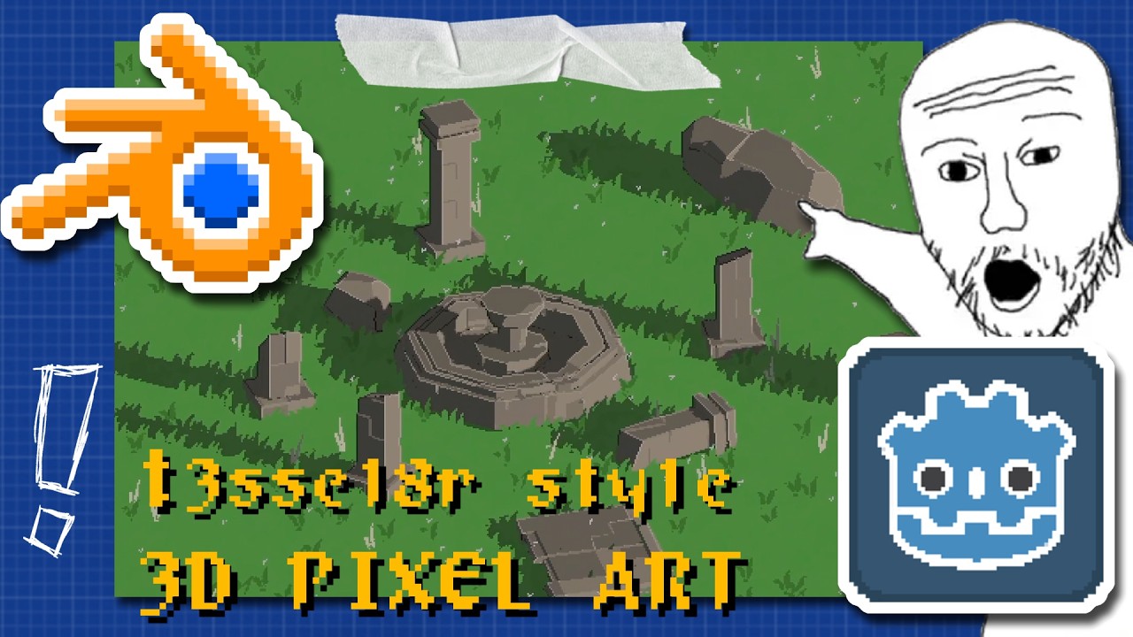Recreating t3ssel8r style 3D pixel art in Godot