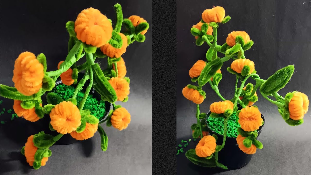 DIY || HOW TO MAKE ORANGE PLANT FOR YOUR HOME DECORATION USING PIPE CLEANER 