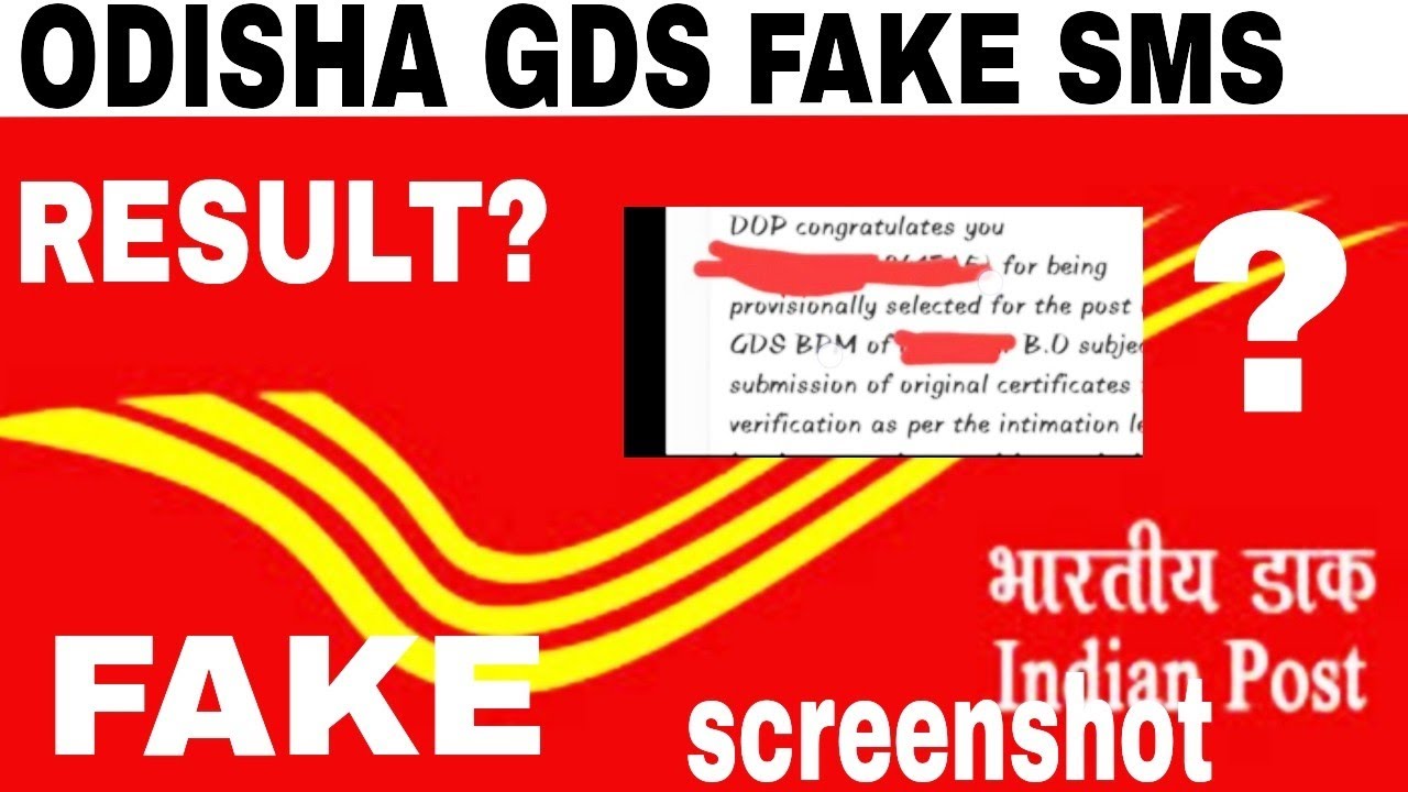 ODISHA GDS  SELECTION FAKE? MESSEGE2020
