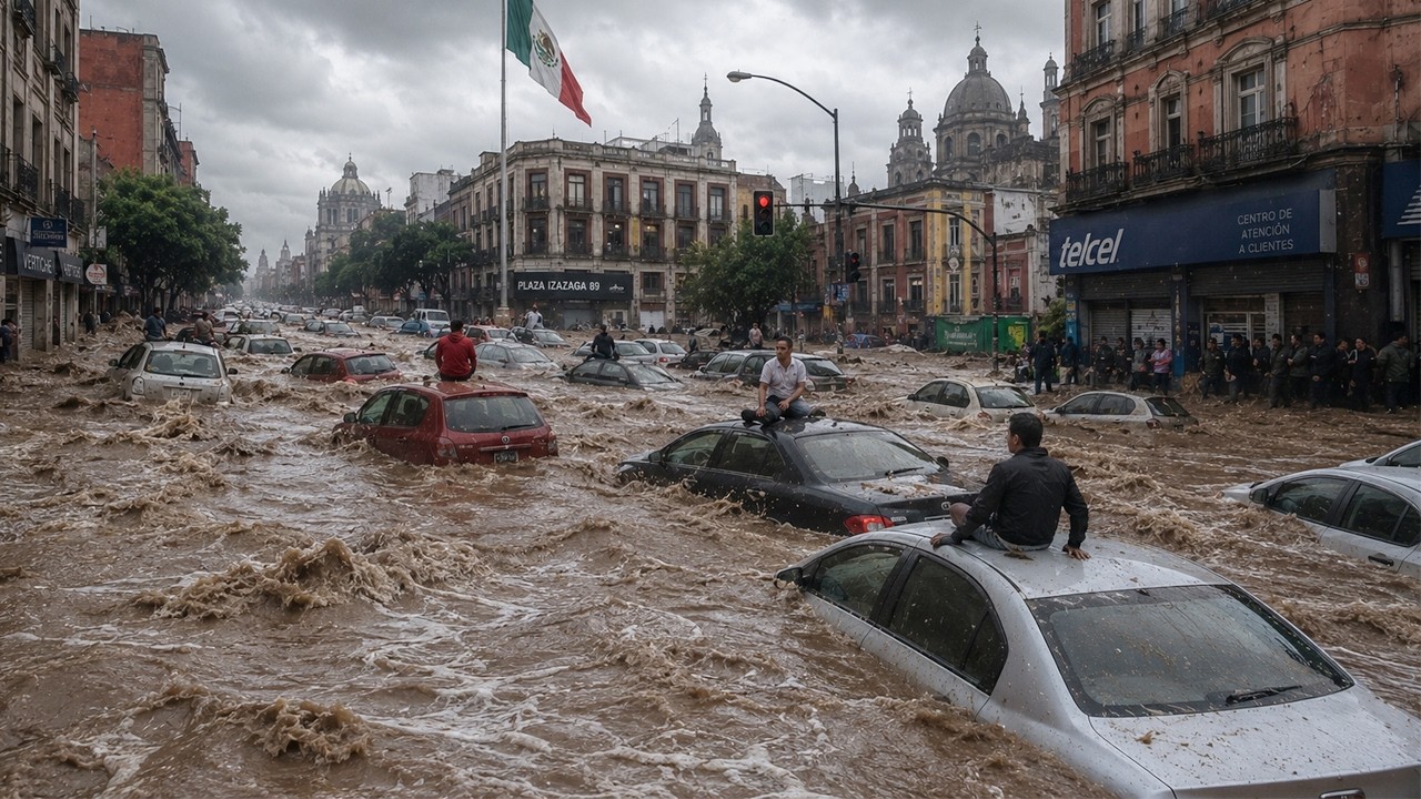 2 minutes ago in Mexico! Flash floods swept away dozens of cars and drivers