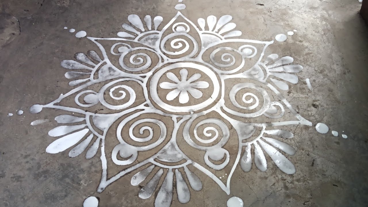 Easy White Rangoli / Aalpona Design | Simple Floor Art for Beginners💮🌸