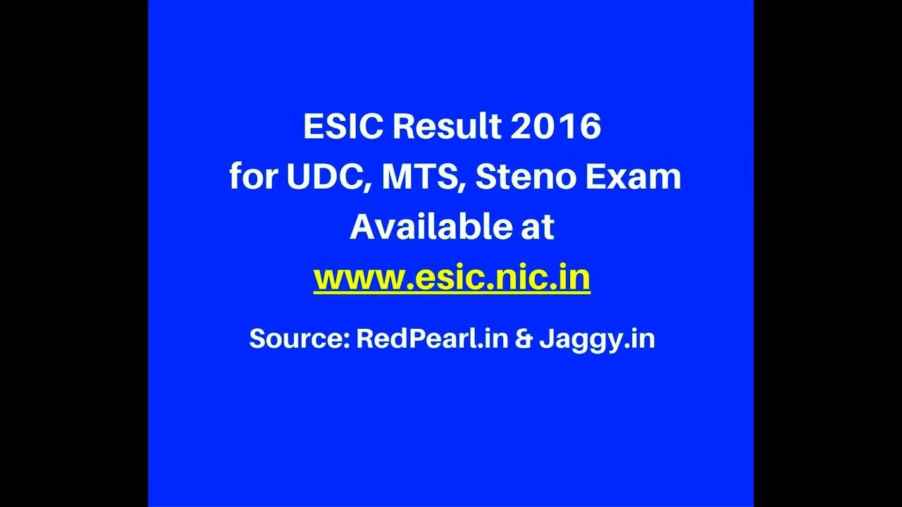 Employees&rsquo; State Insurance Corporation | ESIC UDC Result 2016 | Jaggy
