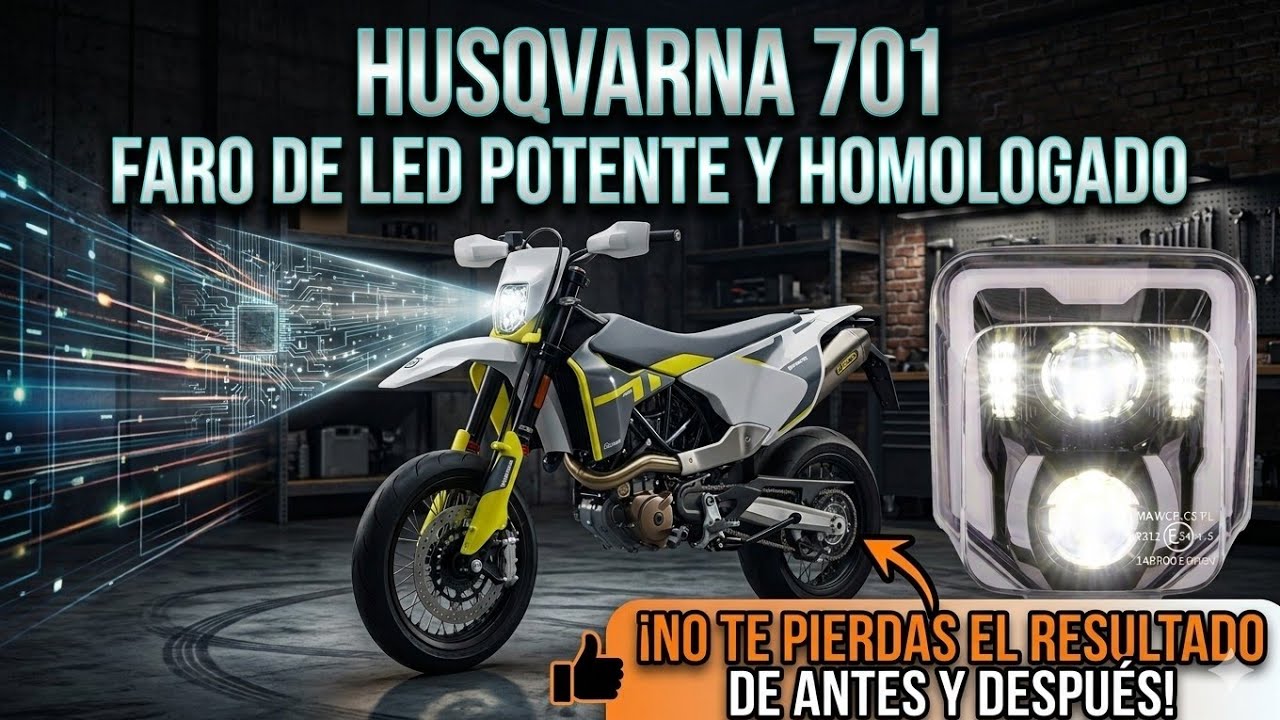 Montaje faro led husqvarna 701. Faro venía con los pines mal conectados en la ficha. foco. luz.450