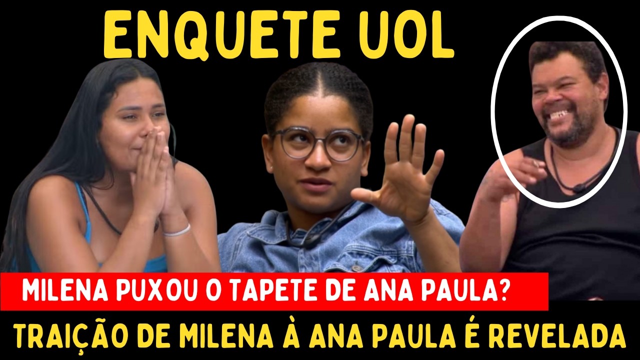 BBB 26: ENQUETE UOL J&Aacute; MOSTRA 100% A EXCLU&Iacute;DA/O DO BBB DE HOJE? QUEM SAI: BABU, CHAIANY OU MILENA?