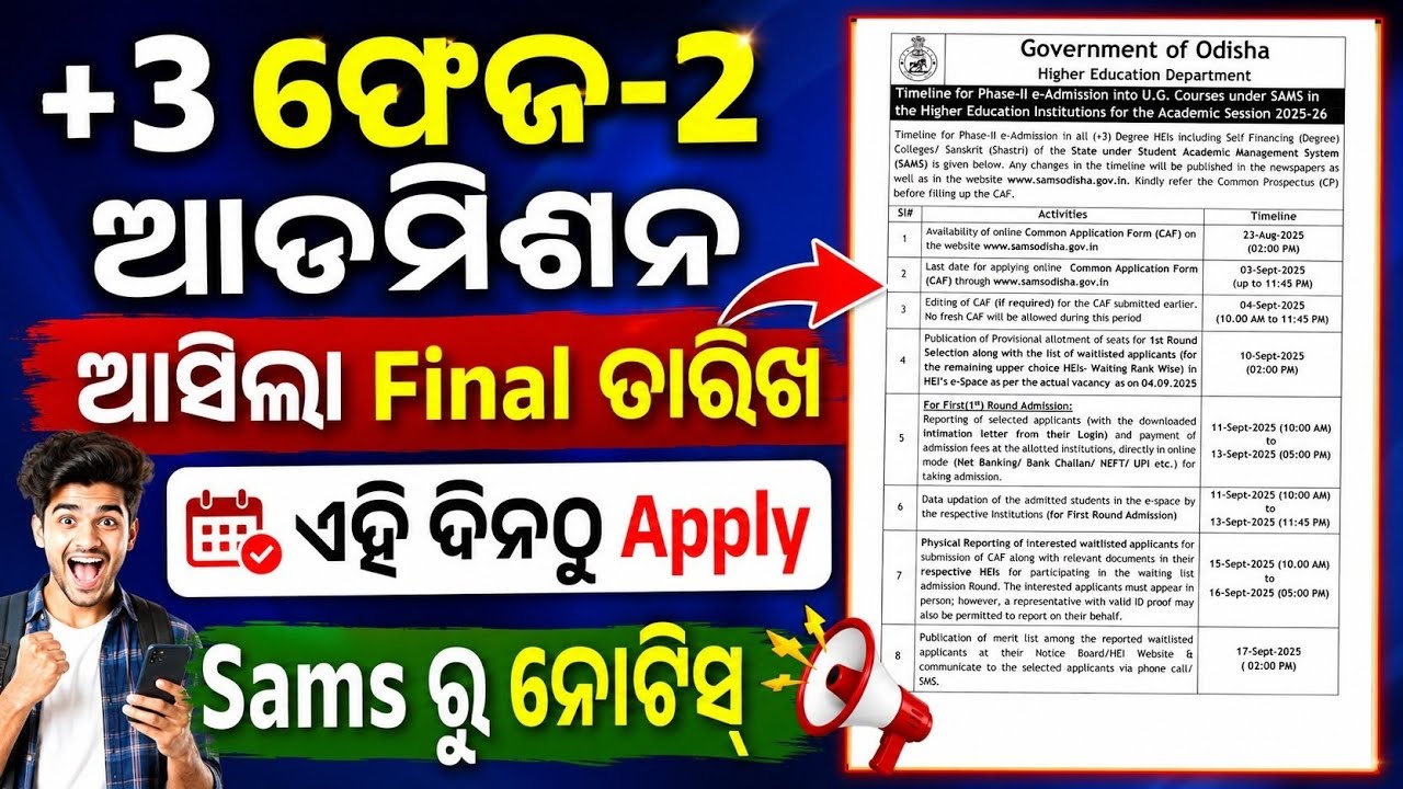 +3 2nd Phase Apply Date Published। +3 Phase2 Admission Apply Online Date। Plus3 Phase2 Apply Date।