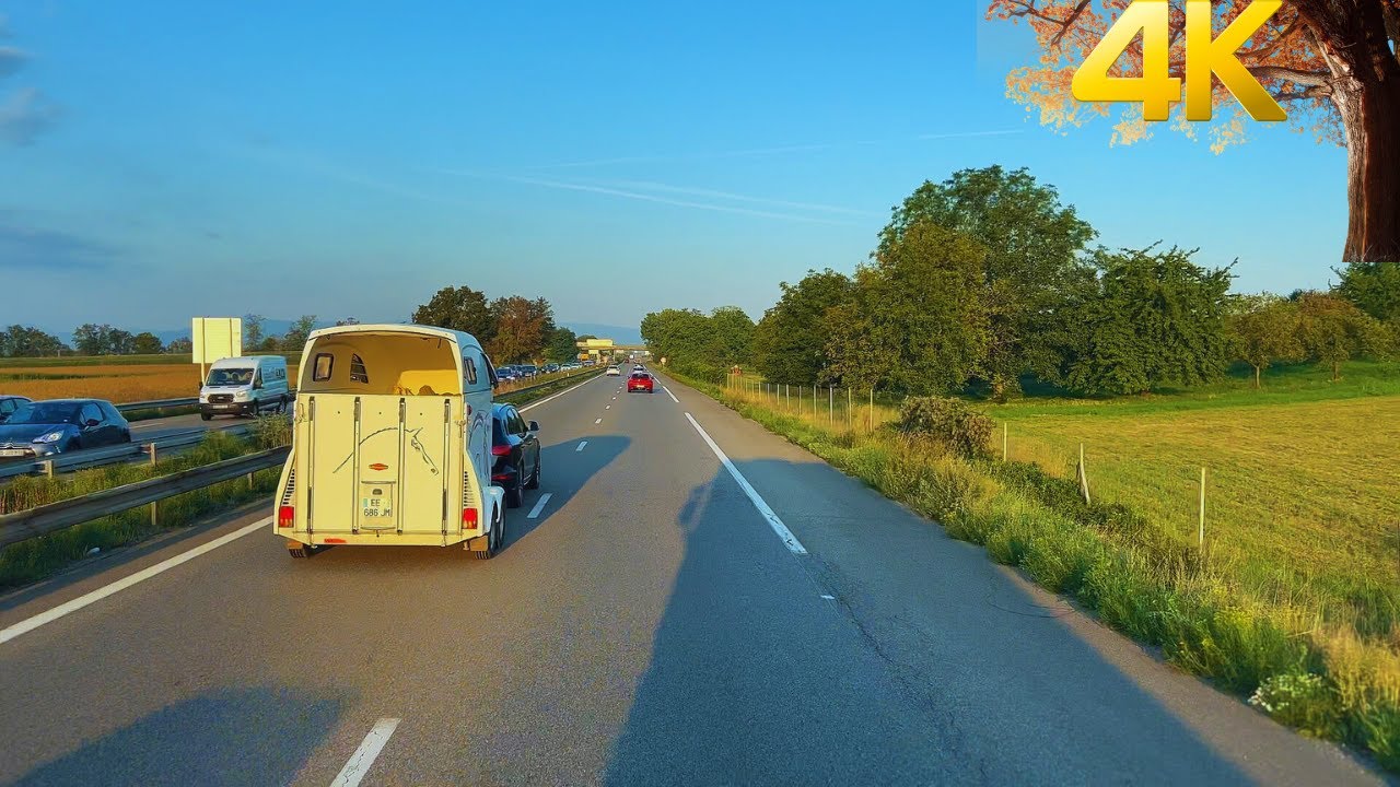 Driving in France A335 Highway Towards Strasbourg