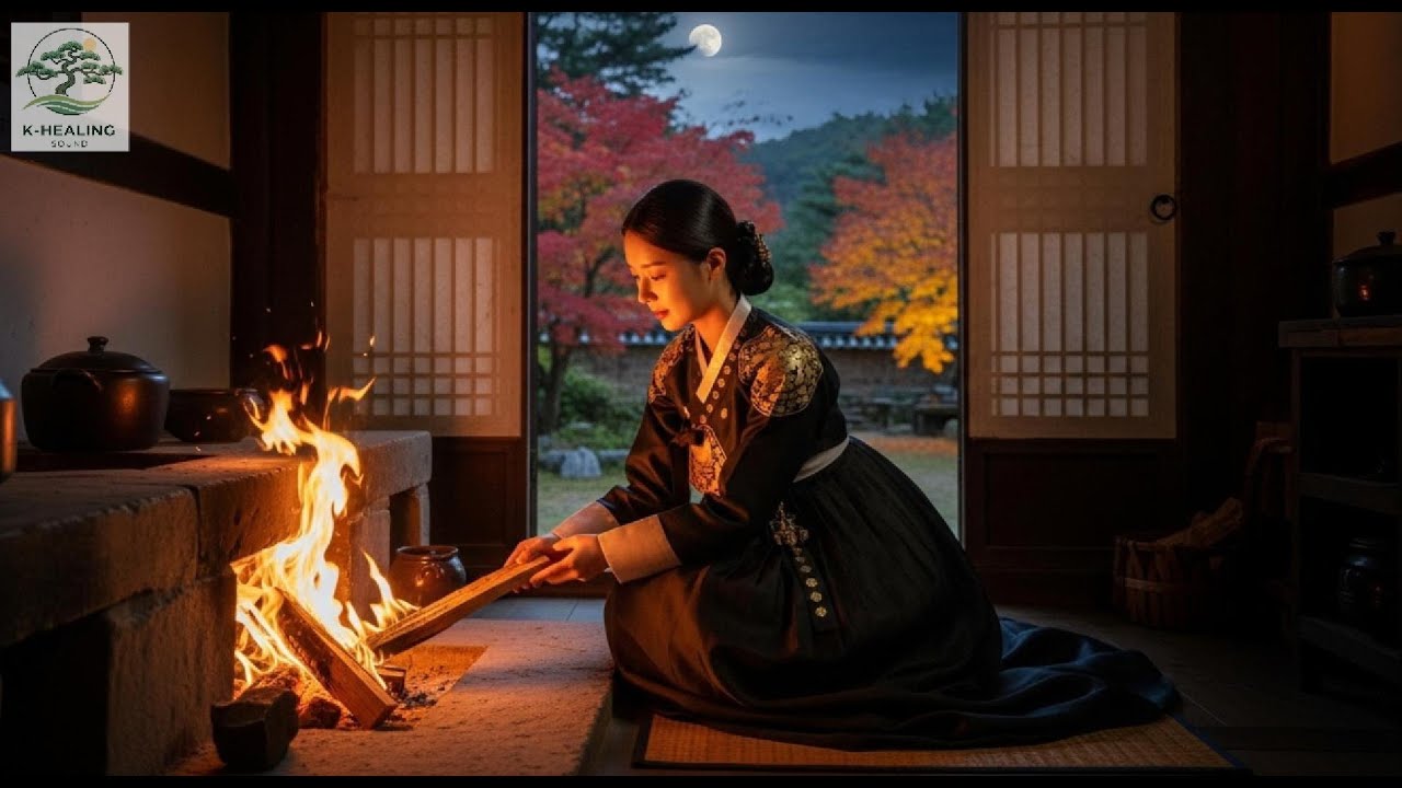 8 Hours Deep Sleep Fireplace & Daegeum 🌙 | Insomnia Relief & Mind Peace