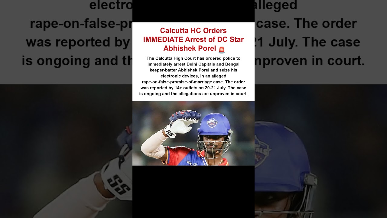 Calcutta HC Orders IMMEDIATE Arrest Of DC Star Abhishek Porel 🚨 #Shorts #Cricket #AbhishekPorel