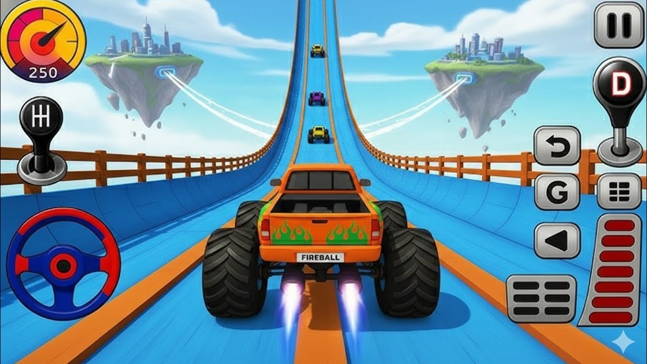 🚨 Monster Truck Mega Ramp Extreme Racing Monster Truck Mega Ramp Stunt 💥
