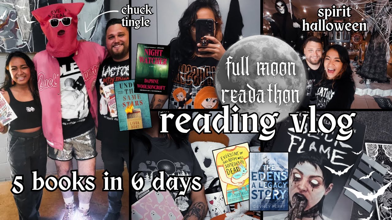reading vlog | 5 books in 6 days | full moon readathon, spirit halloween, chuck tingle event 🌝