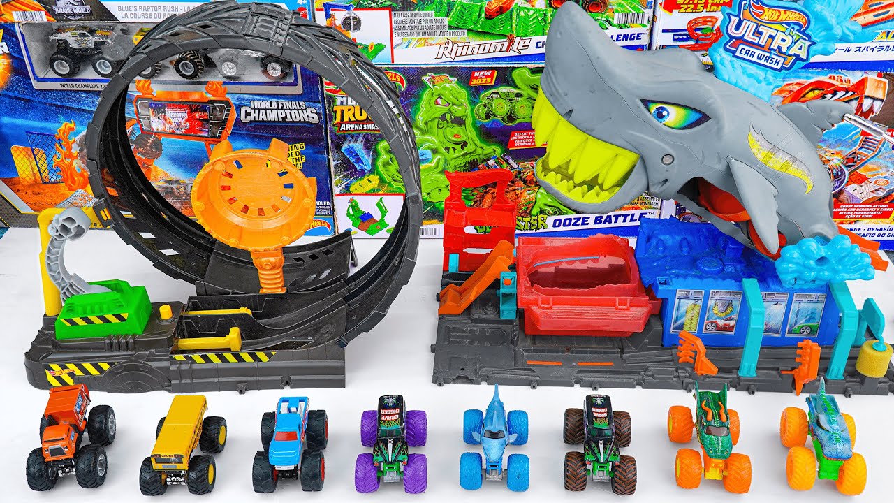 Hot Wheels Collection Unboxing Review ASMR | Hot Wheels Monster Trucks Epic Loop Challenge Track Set