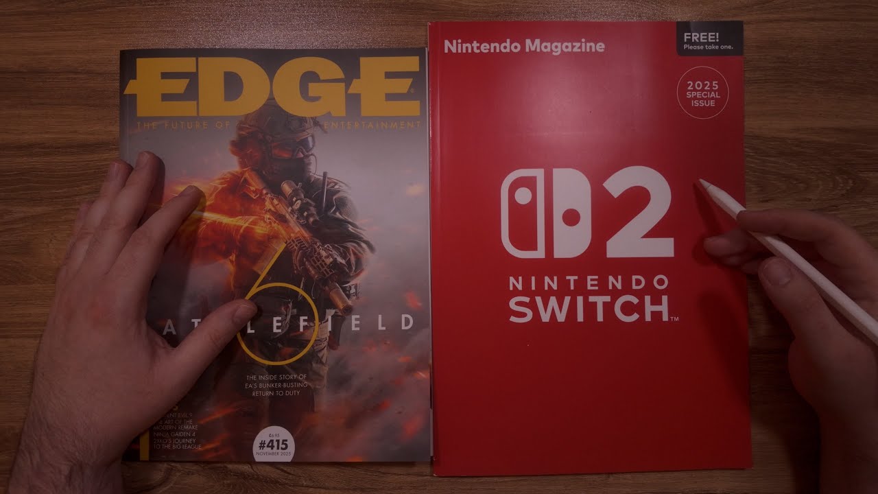 ASMR whispered gaming magazine flip thru, EDGE magazine tracing 🎮♥️✨