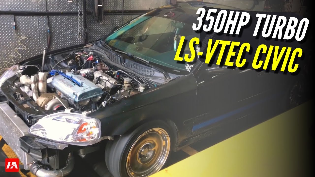 350HP+ Boosted B18 LS-Vtec Honda Civic on the Dyno
