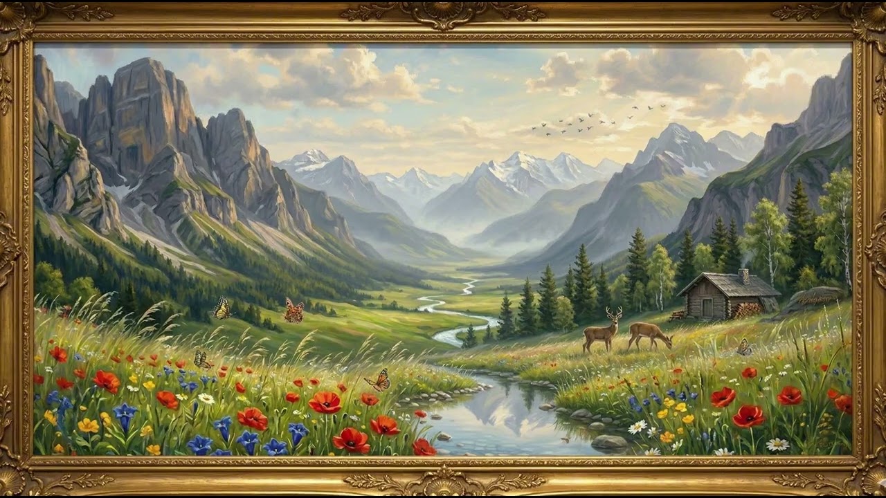 Golden Hour in the Alps | 8-Hour Ambient Nature Painting | Relaxing Art