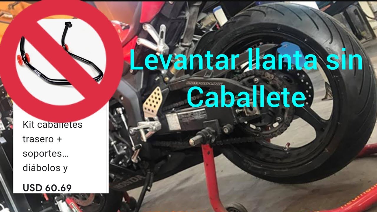 Eleva la llanta trasera de Moto sin caballete