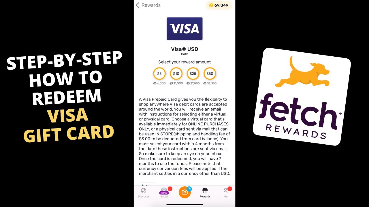 How Redeem VISA Gift Card On Fetch Rewards!