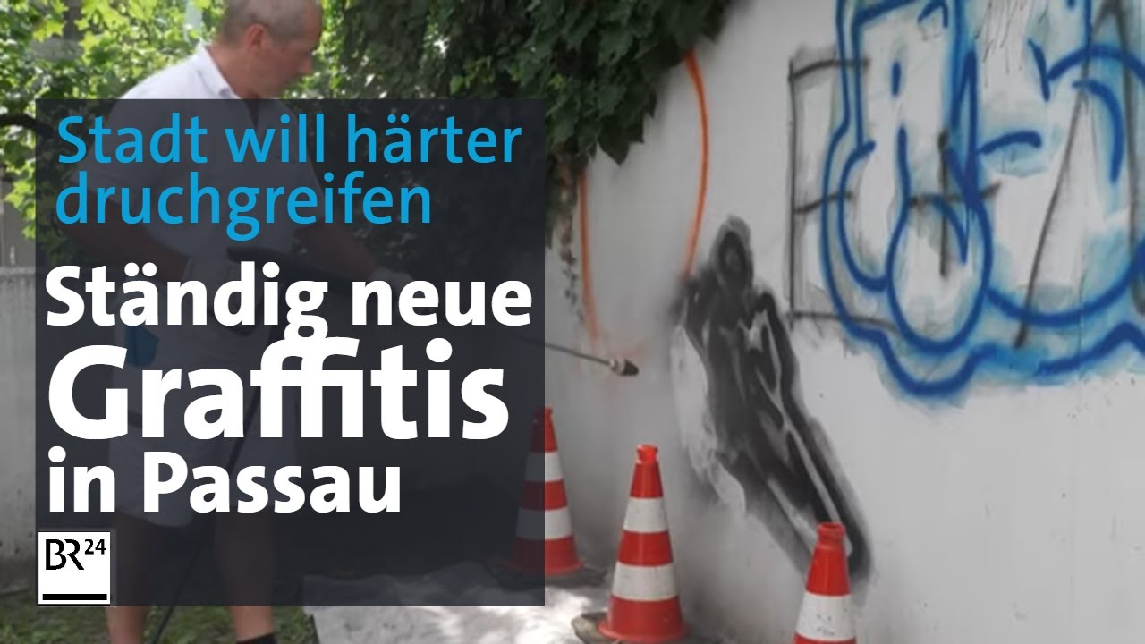 Ständig neue Graffitis an Fassaden und Hauswänden: Stadt Passau prüft Maßnahmen | Abendschau | BR24
