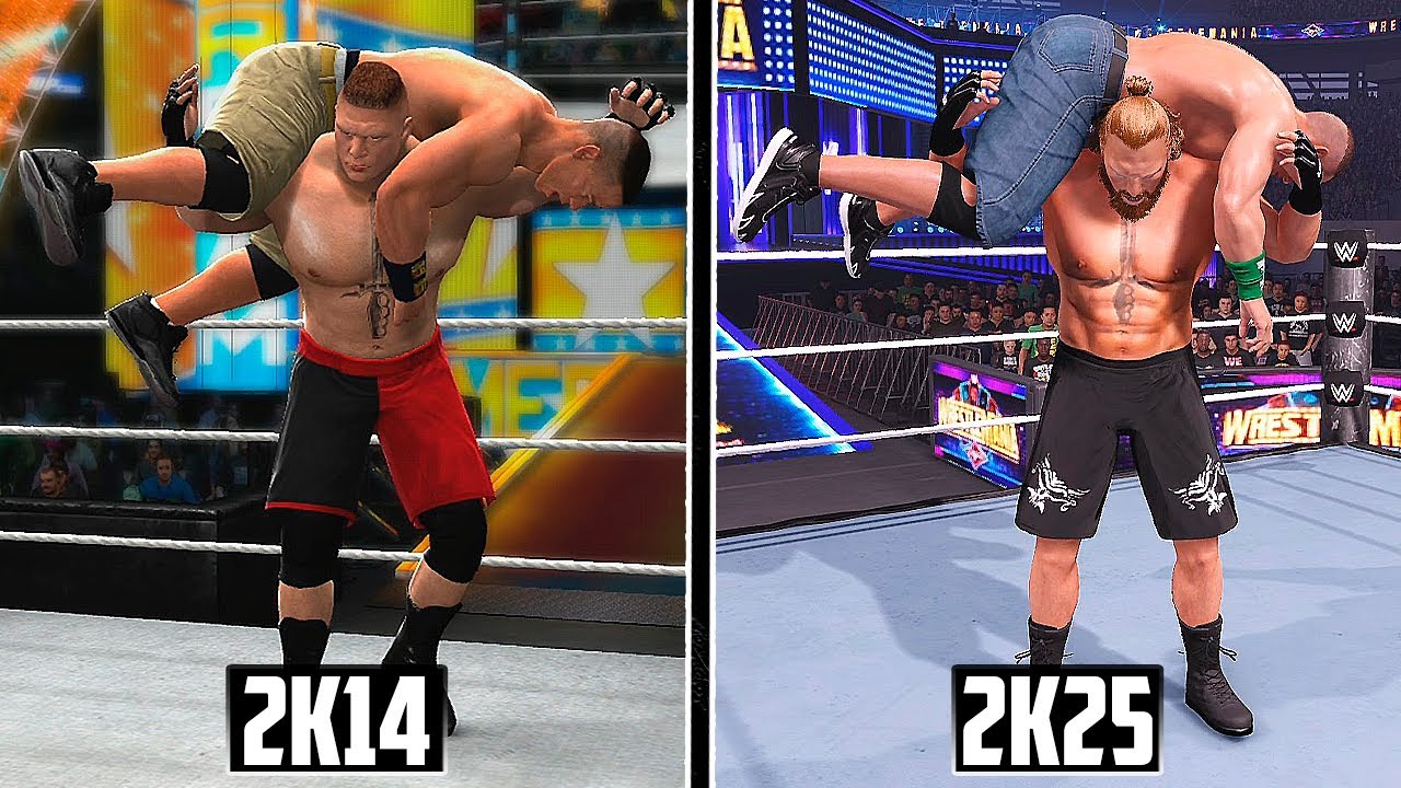 WWE 2K14 против WWE 2K25 – Завершающие приемы тогда и сейчас!