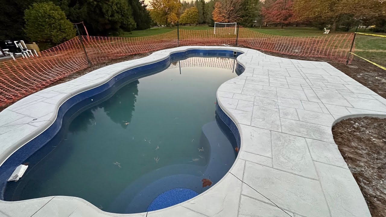 Latham Coronado Fiberglass Pool - Phase 2 Time Lapse - Stamped Concrete & Paver patio