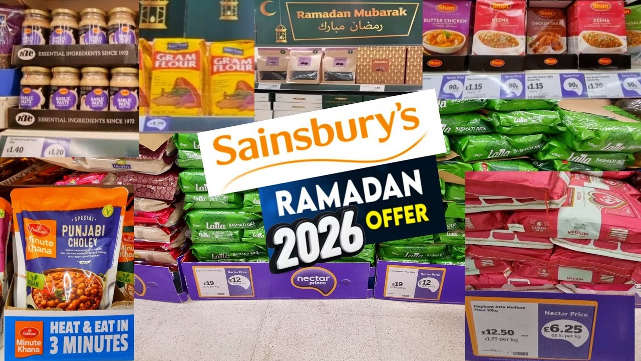 Распродажа Sainsbury’s в Рамадан 2026 | Предложения по продуктам питания: рис, мука, масло и мног...