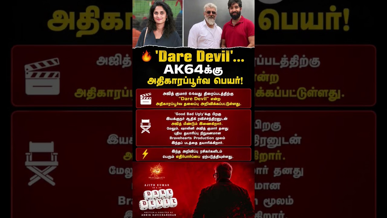 Ajith Kumar's AK64 Titled Dare Devil | Official Title Announcement | Adhik Ravichandran #tamilcinema