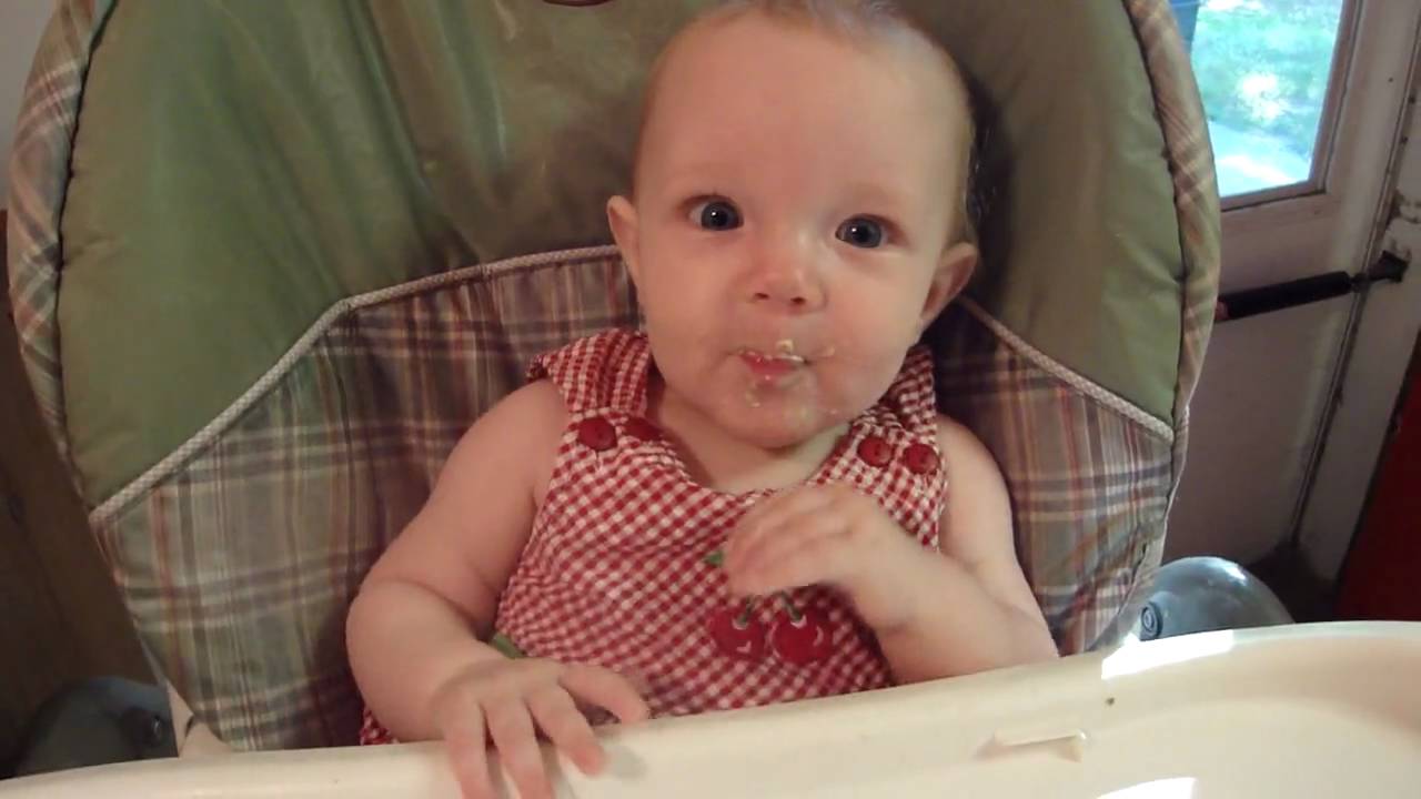 Growling for her oatmeal