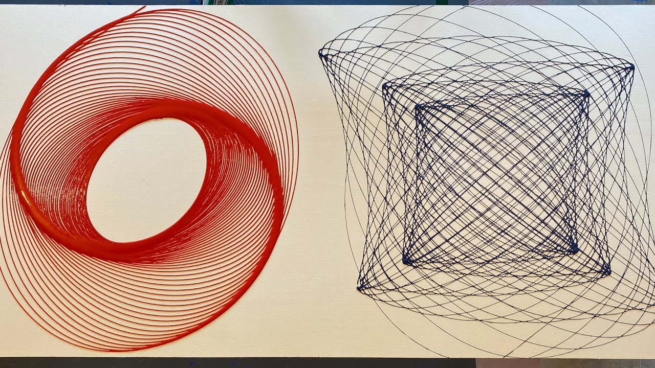 PENDULUM PAINTING on MASSIVE SHEET of PLYWOOD / CIRCLE & SQUARE / CHELC PAINTS / Mesmerizing Artist