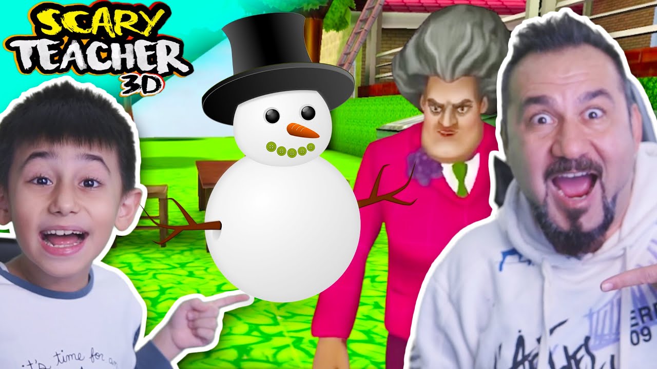 KIZGIN ÖĞRETMENE KARDAN ADAM ŞAKASI! ELİ KIRILDI! | (sesegel çocuk) SCARY TEACHER 3D OYNUYORUZ!