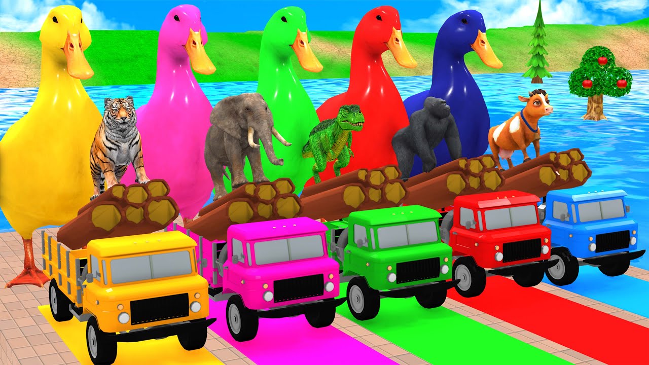 Long Slide Game With Cow Elephant Gorilla Hippopotamus Tiger 3d Animal Game Funny 3d Animals