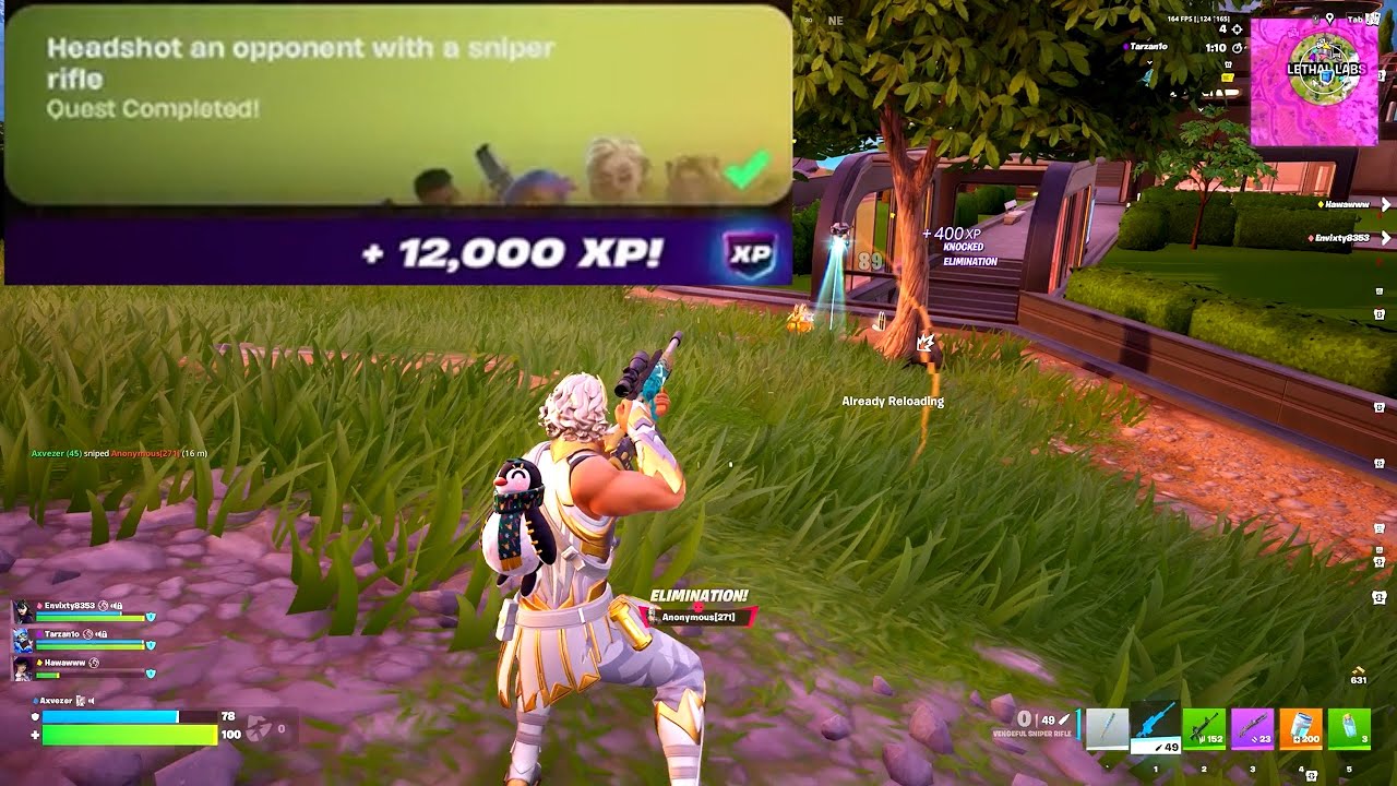 Headshot an opponent with a sniper rifle Fortnite