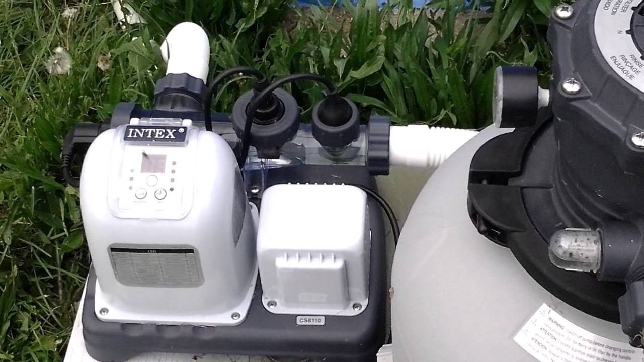 Intex 1600 gph sand filter and salt-water filtration system in operation