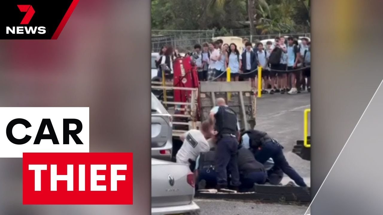 Police drew their weapons and dramatically apprehended a car thief in Gosford | 7NEWS