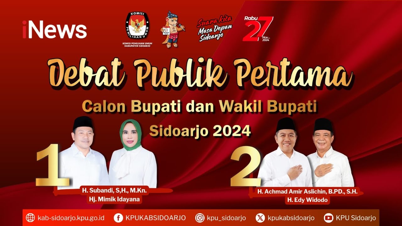 DEBAT PUBLIK PERTAMA CALON BUPATI DAN WAKIL BUPATI SIDOARJO 2024