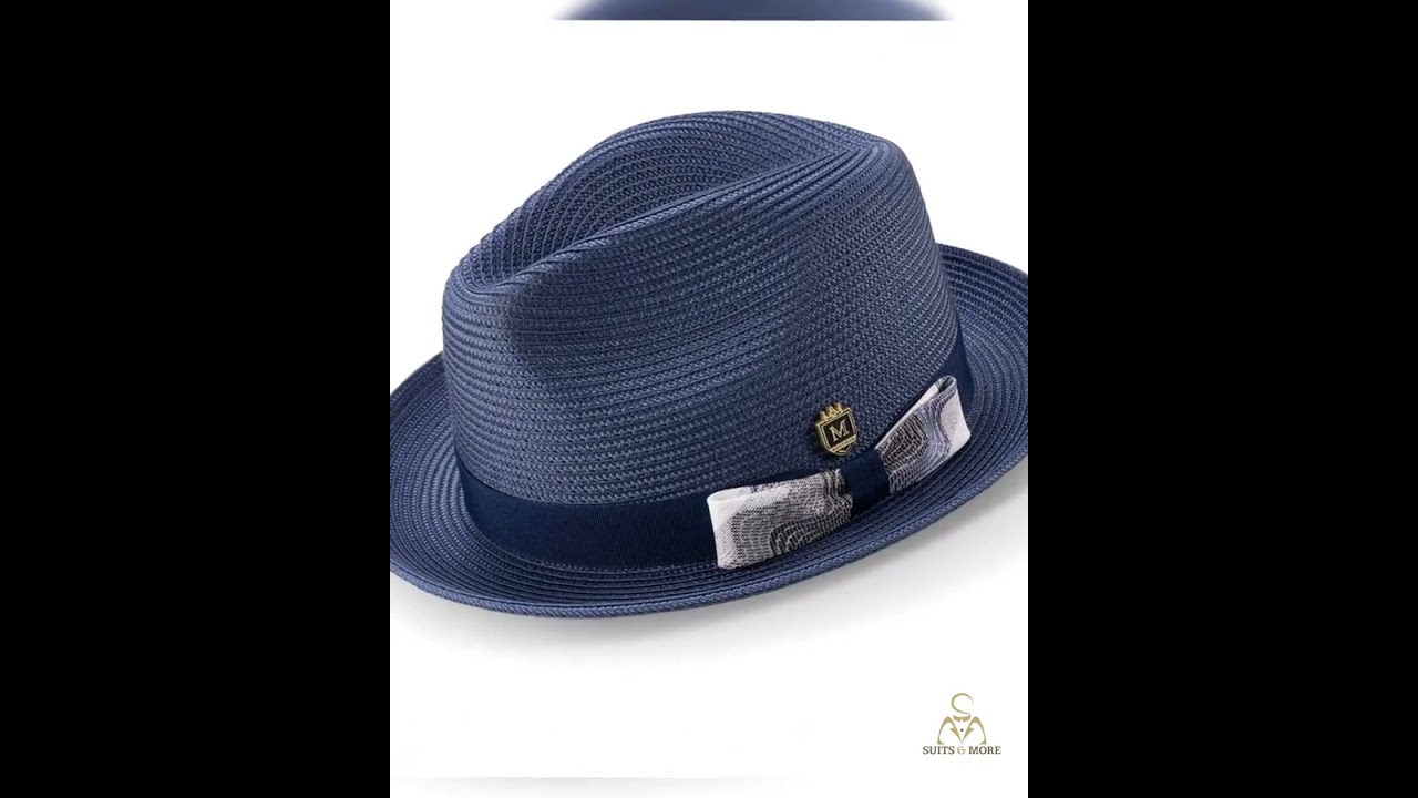 Betelgeuse Collection: Montique's Men’s Navy Wave Pattern Fedora Hat
