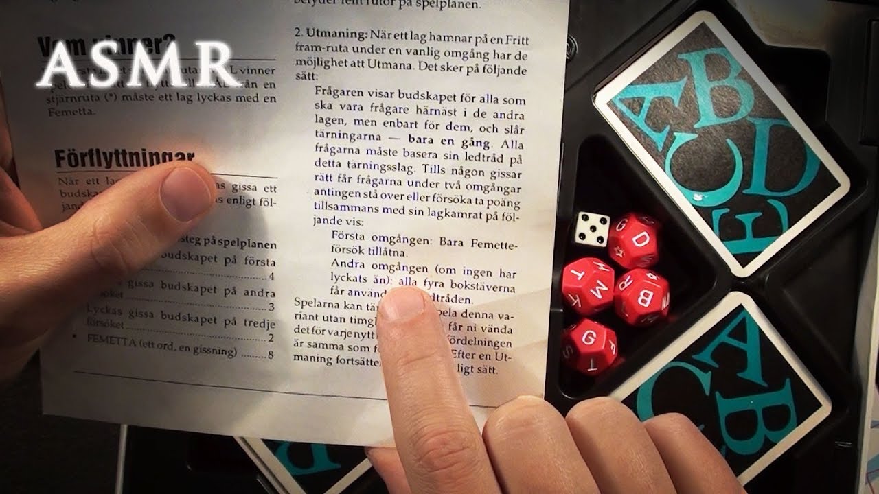 ASMR 1hr Reading Swedish Board Game Instructions | Deep Voice