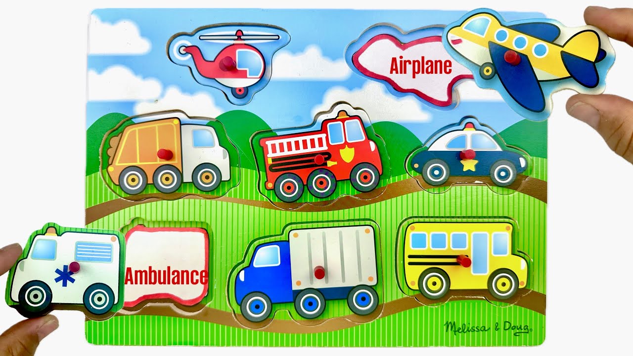 Learn Vehicles with Activity Puzzle | Best Toddlers Learning Video Police Car, Fire Truck, Ambulance