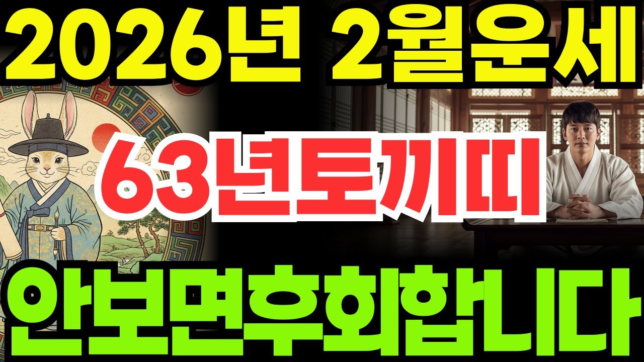 [63년토끼띠26년2월운세]안보면후회합니다!!1963년계묘생토끼띠26년2월운세