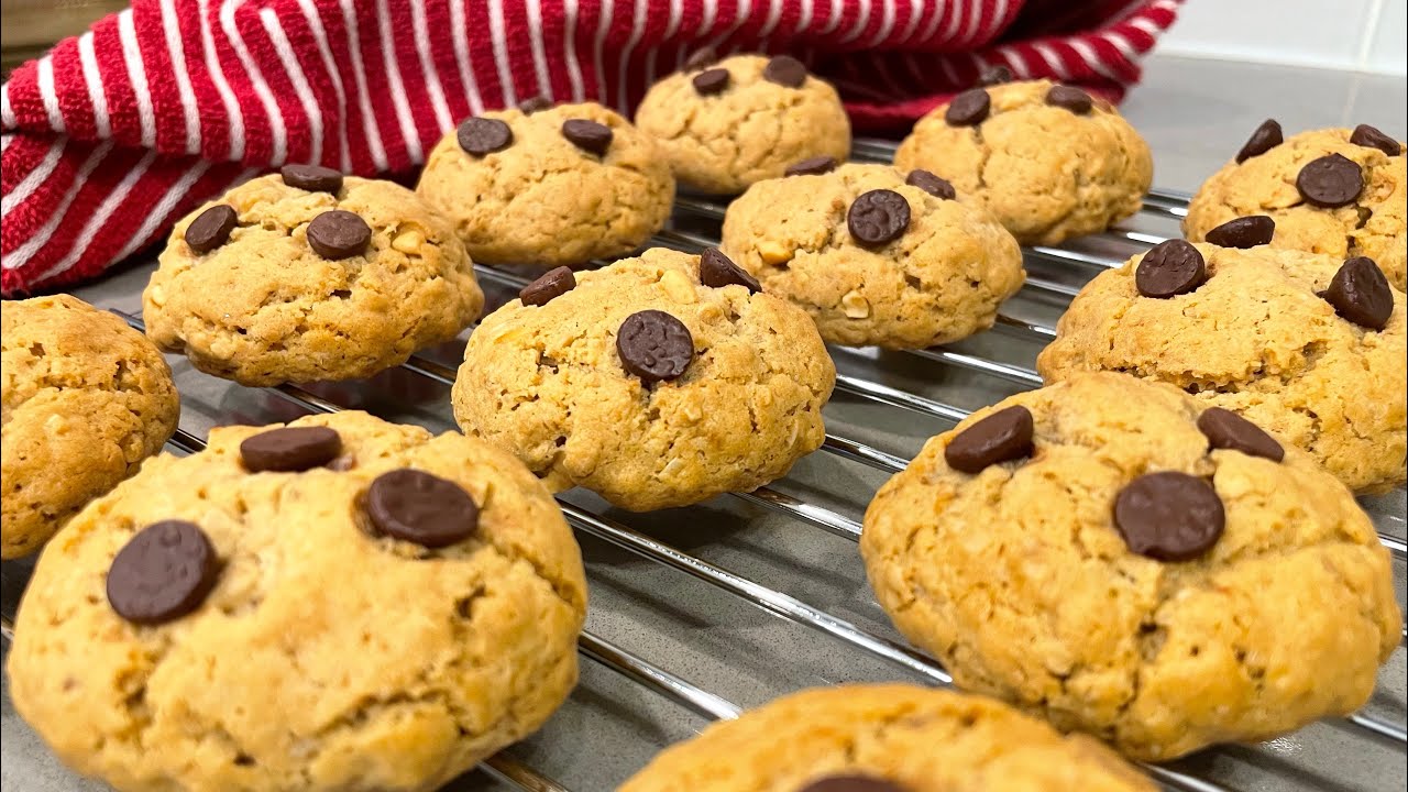 花生燕麥曲奇 🥜/ 一碗烘焙 / Peanut Butter Oatmeal Cookies / One-Bowl Baking 
