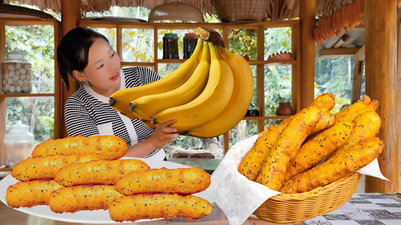 FRIED BANANA CAKE: Bringing STREET FOOD FLAVORS into Home Kitchen & Sell at the Market | Rural Life