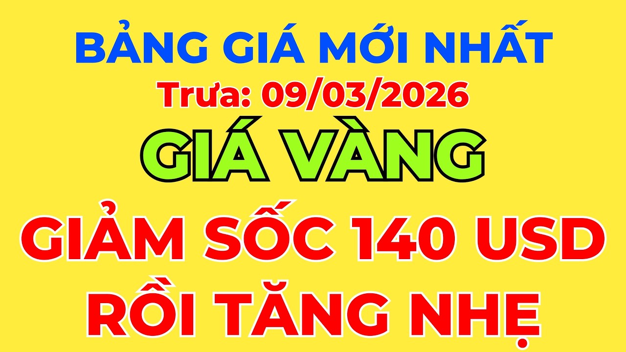 Giá Vàng Hôm Nay, Trưa 09/03/2026: Giảm Sốc 140 USD - Rồi Tăng Nhẹ! || Thị Trường Giá Vàng 24h.