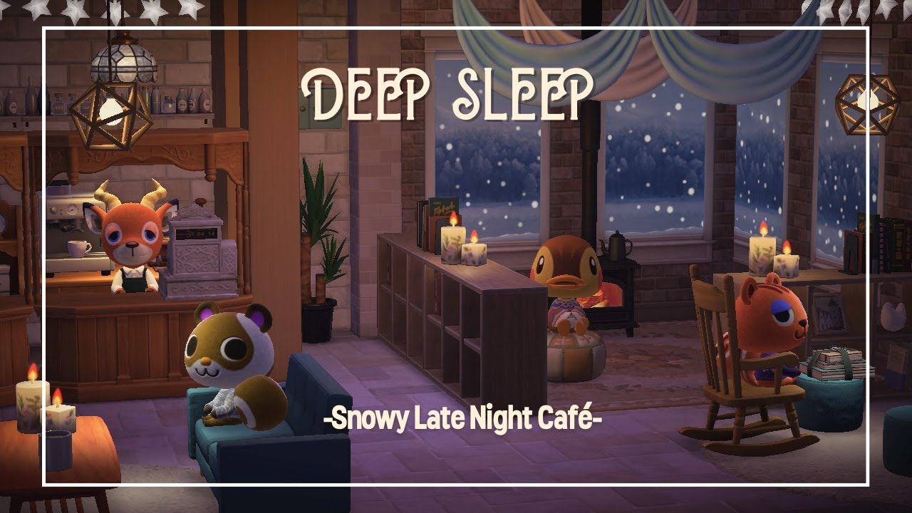 [ACNH BGM] Snowy Quiet Sleep Café Jazz | Calm Night Music for Rest & Sleep (3 Hours)