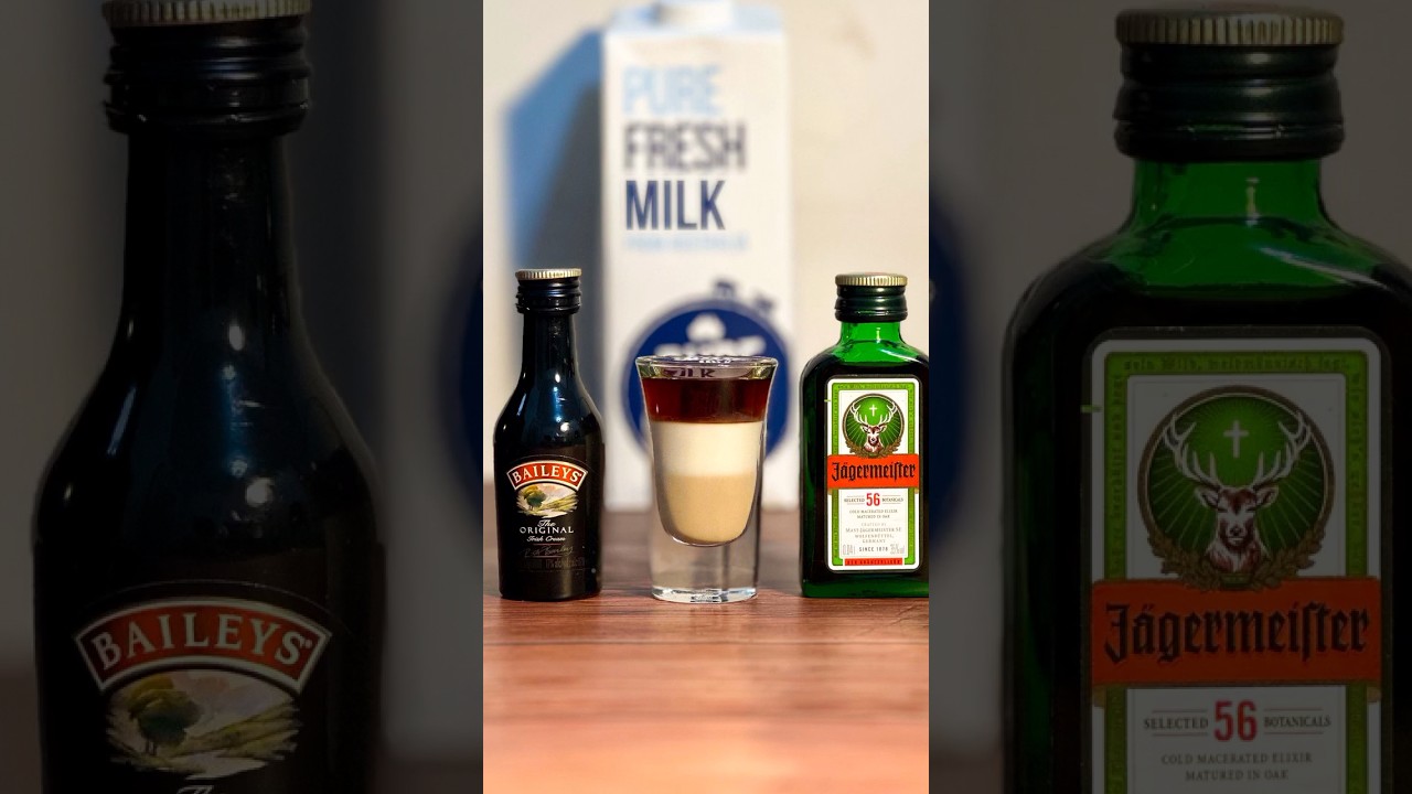 Milk Sandwich Shot🥛🐄 #baileys #j&auml;germeister #milk #cocktail