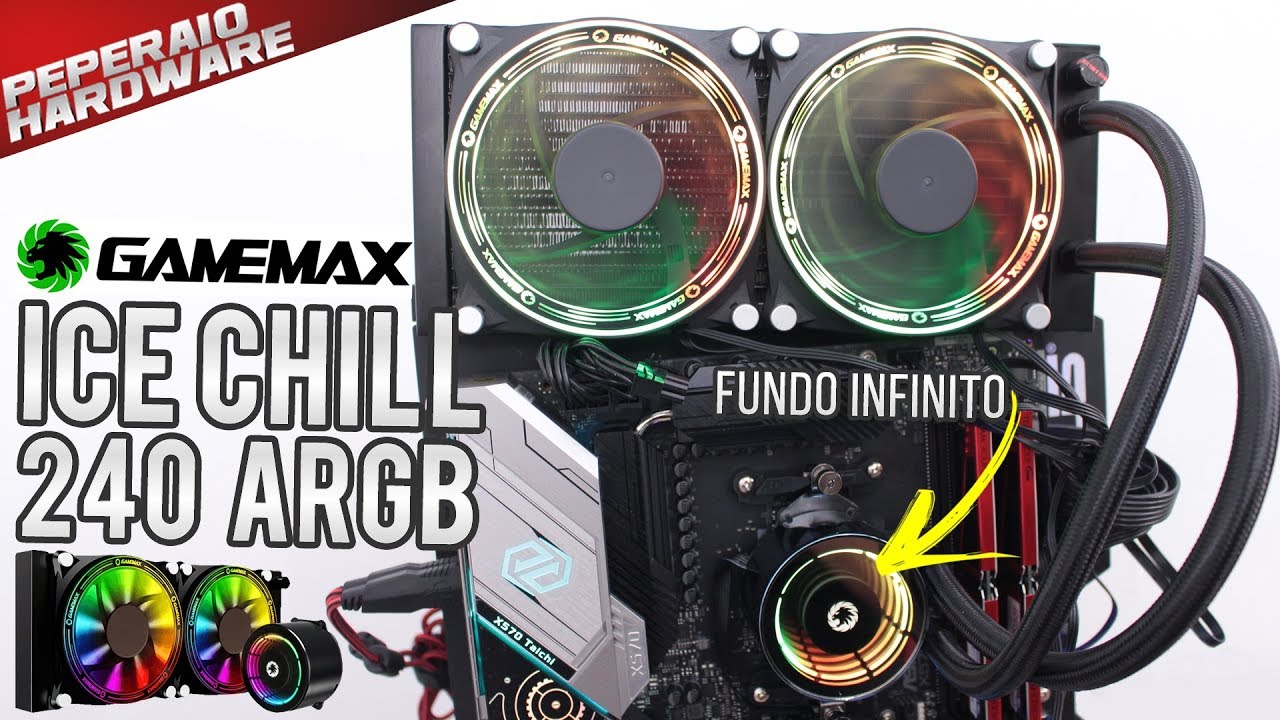 Teste - Watercooler Gamemax Ice Chill 240 ARGB - Lind&iacute;ssima bomba com ilumina&ccedil;&atilde;o infinita