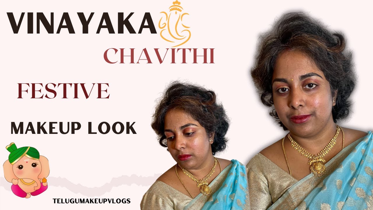Vinakaya chavithi festive makeup look||Affordable makeup||simple saree makeup look|telugumakeupvlogs