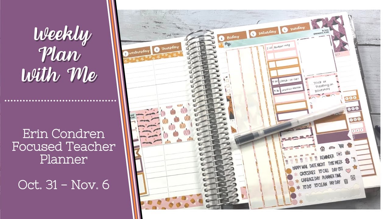 PLAN WITH ME | October 31 - November 6 | Erin Condren Focused Teacher Planner