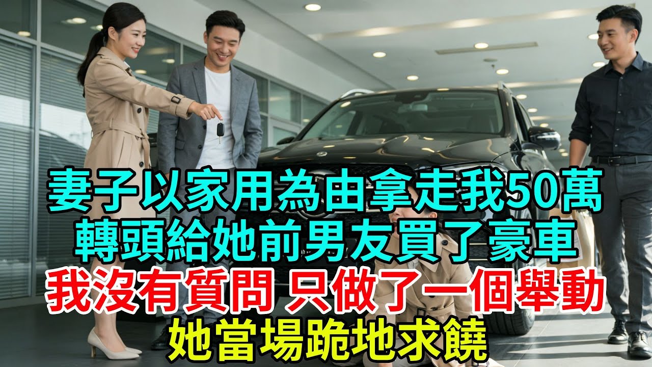 妻子以家用為由拿走我 50 萬項目獎金，轉頭給她前男友買了豪車，我沒有質問，只做了一個舉動，她當場跪地求饒#故事頻道#故事#情感故事